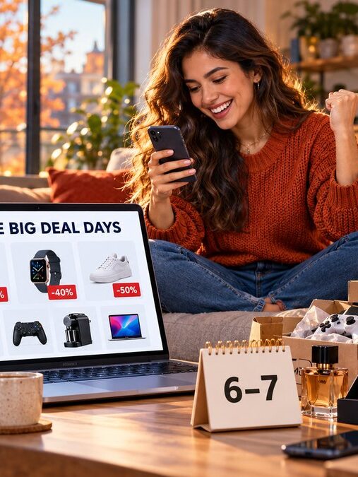 Prime Big Deal Days 2026 — compra desde tu país con MDE Clienta comprando ofertas del Prime Big Deal Days 2026 (6 y 7 de octubre) con paquetes de Mi Dirección Europea desde España, Alemania, Italia, Francia, Reino Unido y EE. UU.